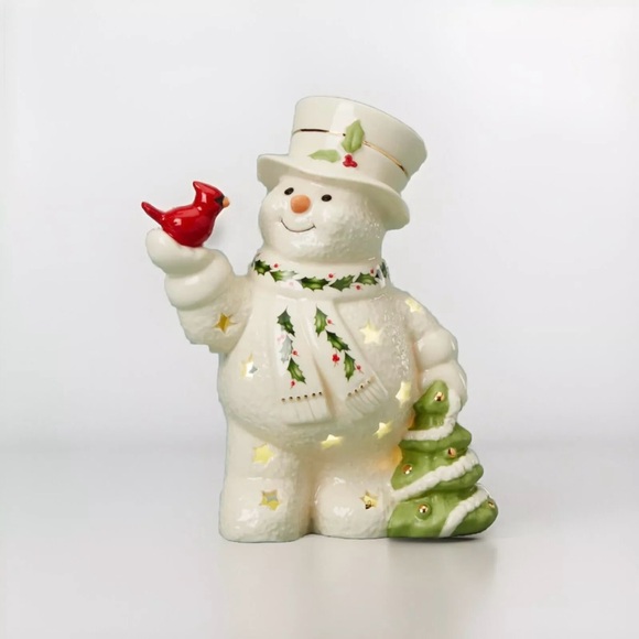 Lenox Snowman Light Up Figurine Porcelain Happy Holly Days Cardinal Christmas 8” - Picture 1 of 6